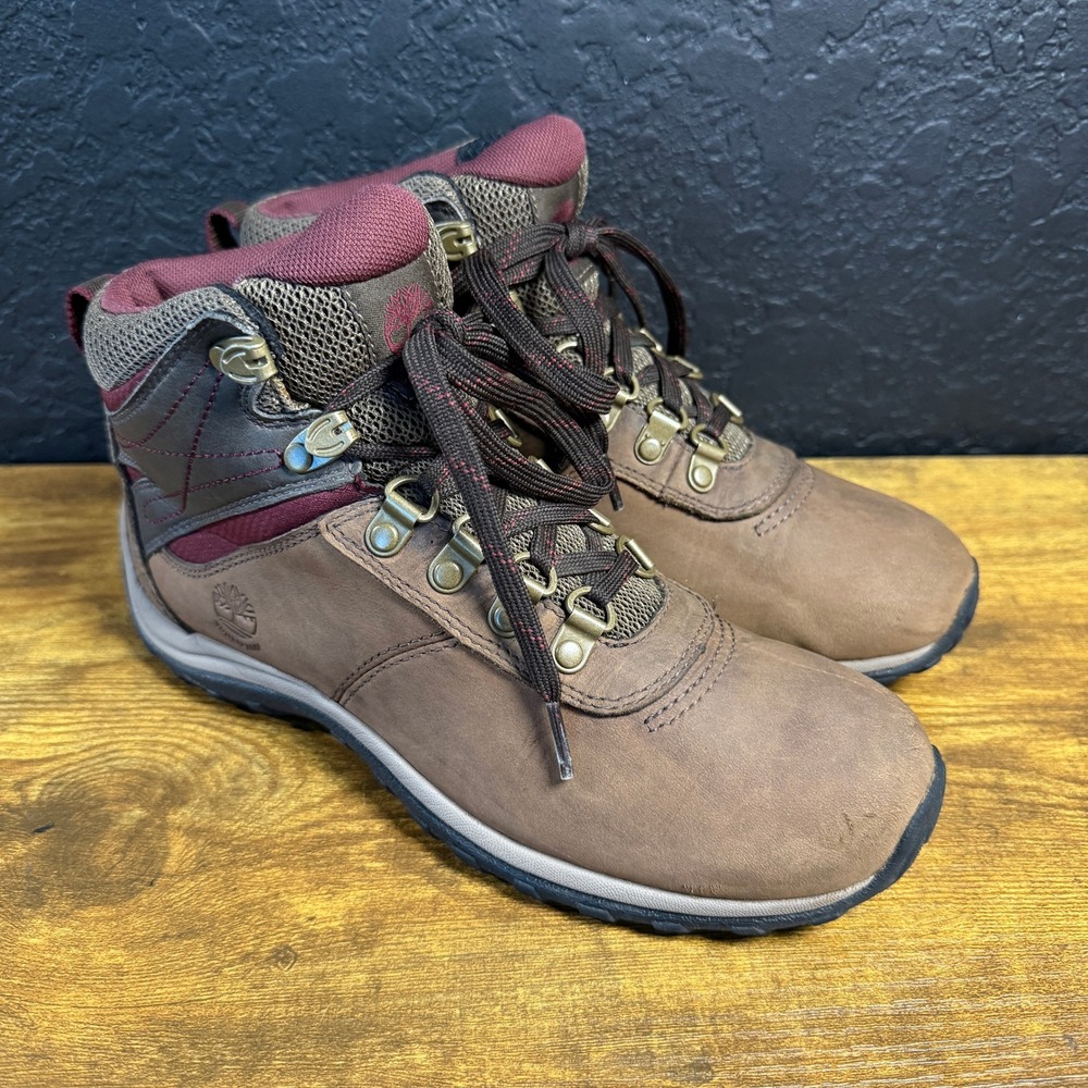 Timberland Norwood Mid 9505A Brown Leather Waterproof Hiking‎ Boots Womens 6.5